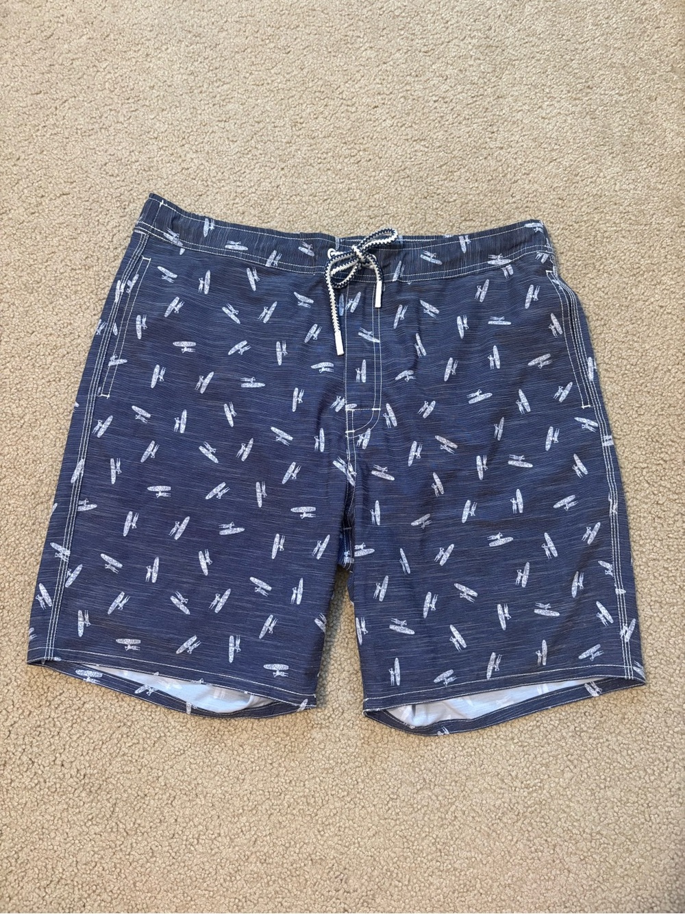 johnnie-O Navy Swim Shorts with White Logo Print XL